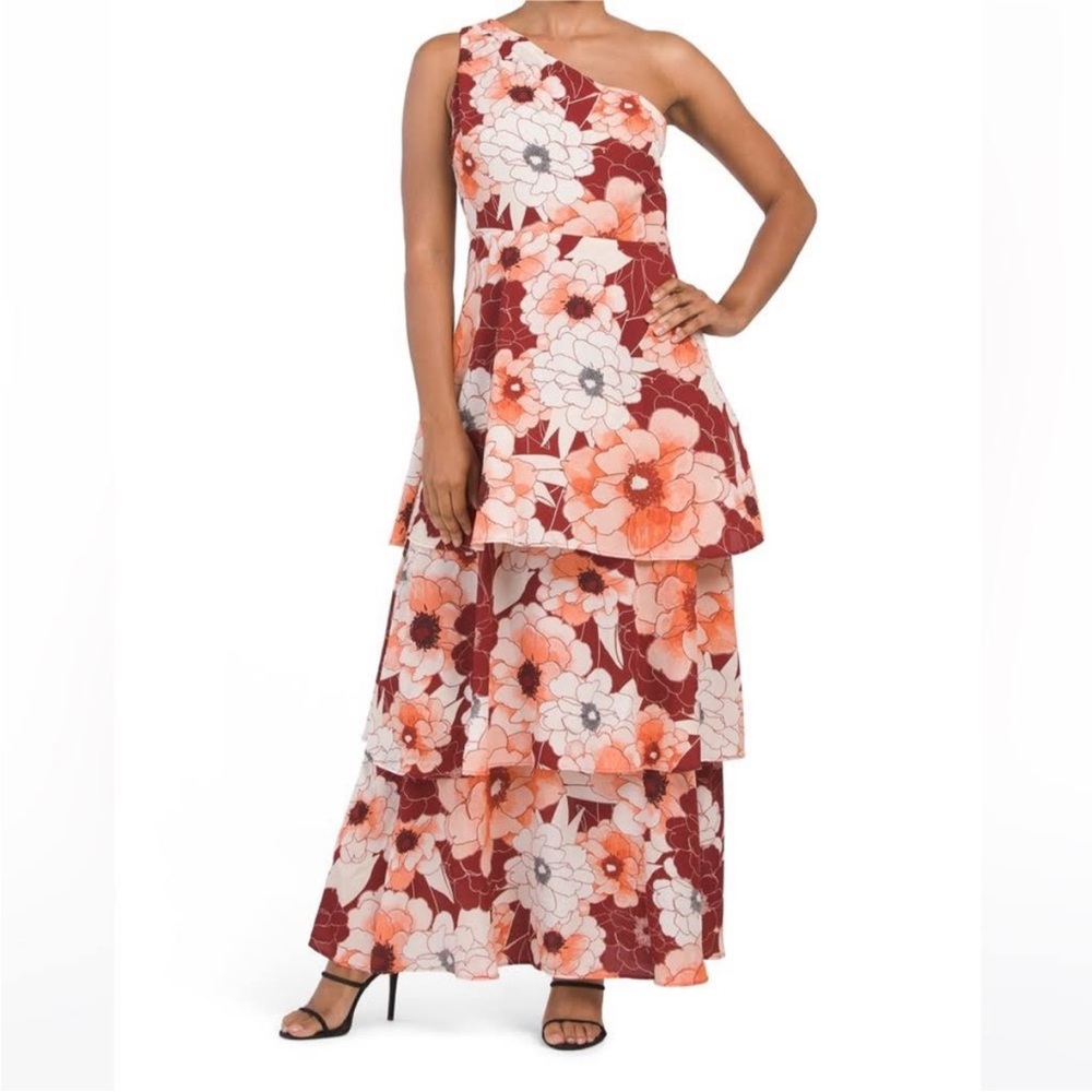 Rachel Roy Vixen Dress Size 8 Fall Floral Tiered Ruffle Wedding‎ Formal Bridal